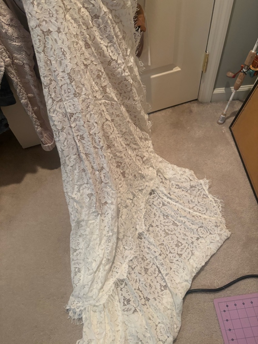 Lulus Love Everlasting floral white Lace Sleeveless wedding Dress xs - Picture 5 of 8